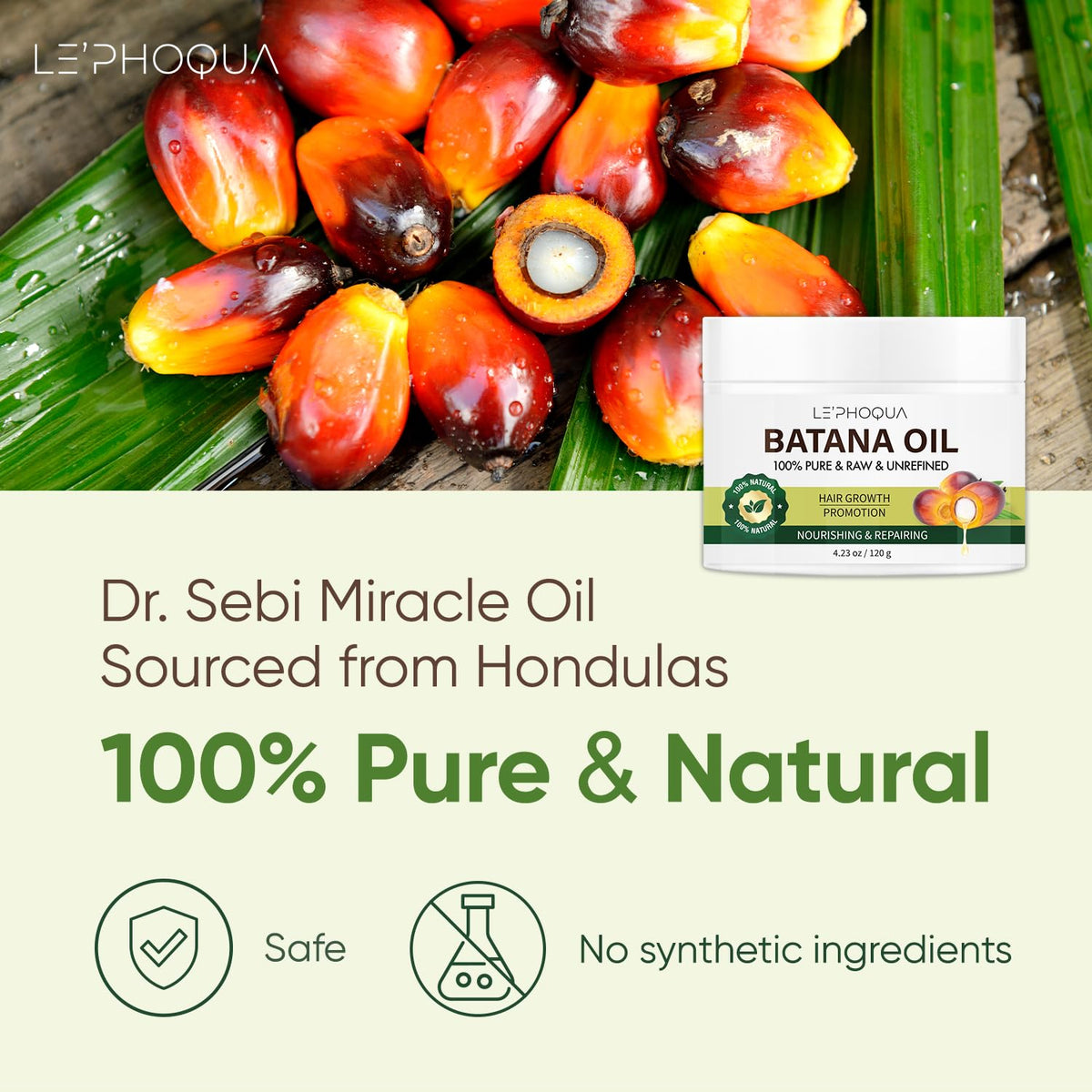 Dr. Sebi Honduras Batana Oil for Hair Growth - Natural Raw Pure Unrefined Organic - Men Women - Prevent Split Ends, Promote Thickness - Damaged Box - BBE 06/2027