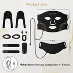 FOLOKE LED Light Therapy Mask - Face & Neck - 7 Colours Red Blue Light - USB-C Rechargeable Silicone - Black Skincare Device - Damaged Box