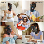 FOLOKE LED Light Therapy Mask - Face & Neck - 7 Colours Red Blue Light - USB-C Rechargeable Silicone - Black Skincare Device - Damaged Box