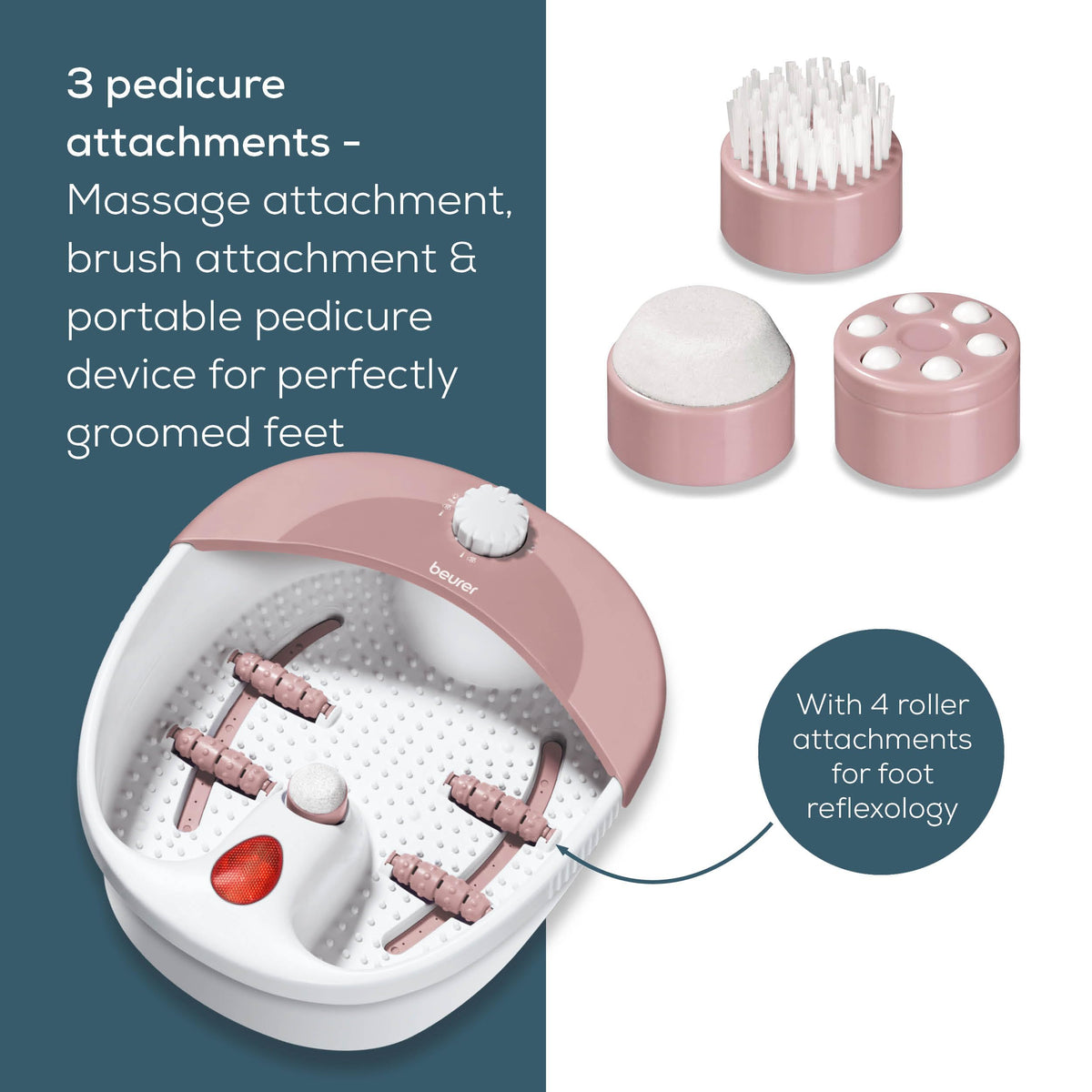 Beurer FB20 Foot Spa - Vibration Bubble Massage - Infrared Light - Reflexology - 3 Pedicure Attachments - Damaged Box