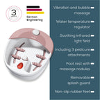 Beurer FB20 Foot Spa - Vibration Bubble Massage - Infrared Light - Reflexology - 3 Pedicure Attachments - Damaged Box