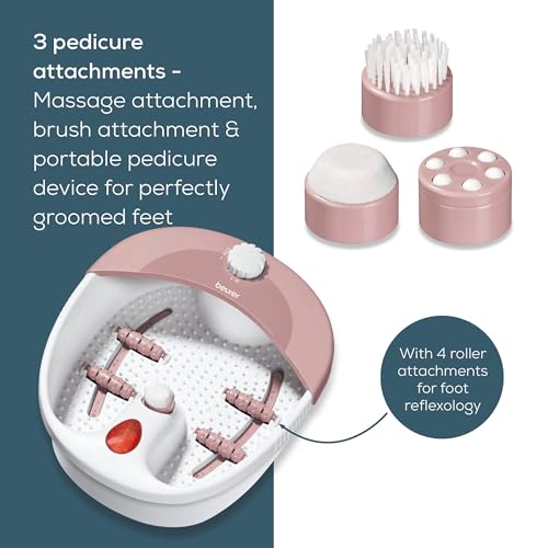 Beurer FB20 Foot Spa - Vibration Bubble Massage - Infrared Light - Reflexology - 3 Pedicure Attachments - Damaged Box