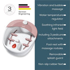 Beurer FB20 Foot Spa - Vibration Bubble Massage - Infrared Light - Reflexology - 3 Pedicure Attachments - Damaged Box