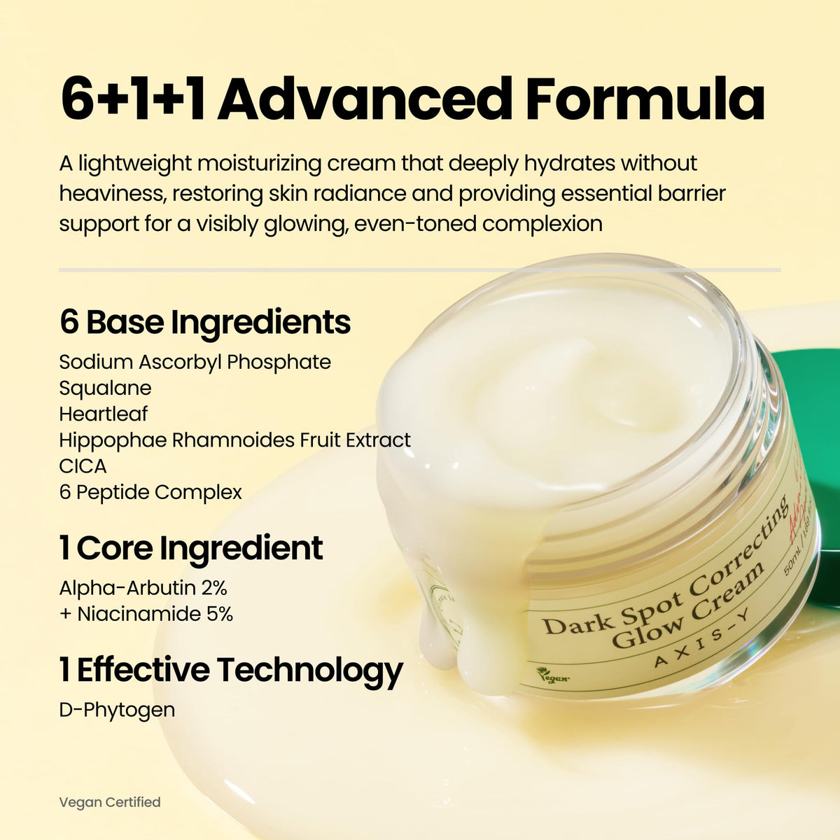 AXIS-Y Dark Spot Correcting Glow Cream - 2% Alpha Arbutin, 5% Niacinamide, Ceramide - Vegan Korean Face Moisturizer 1.69 Fl. Oz. - New - BBE 11/2028