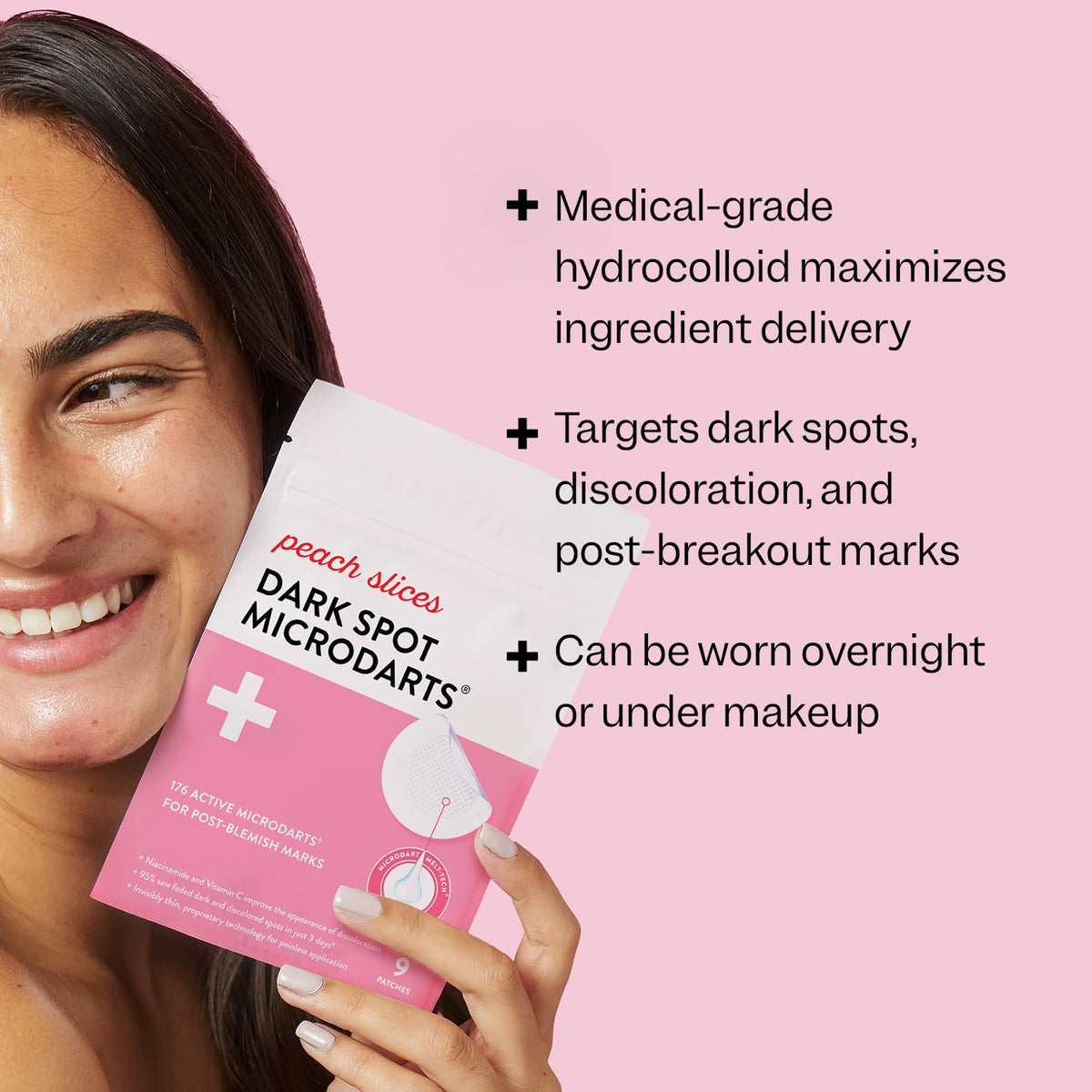 Peach Slices Dark Spot Microdarts 9 Count Post-Pimple Patches Niacinamide Vitamin C Hyaluronic Acid Cica Vegan Korean Skincare - New