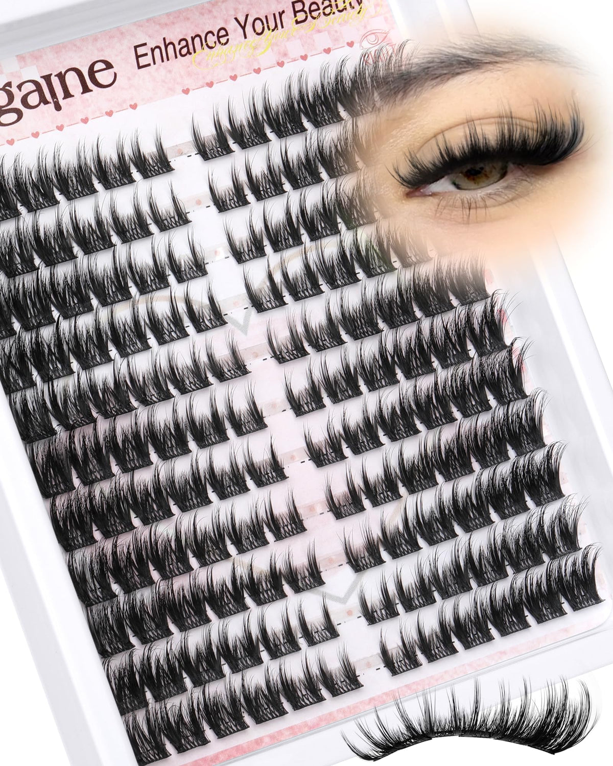 Zegaine Cat Eye Cluster Lashes - Spikes Manga Individual Eyelashes - Wispy C-Curl Pre-Mapped DIY Lash Extension 10-18mm - Damaged Box