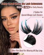 Zegaine Cat Eye Cluster Lashes - Spikes Manga Individual Eyelashes - Wispy C-Curl Pre-Mapped DIY Lash Extension 10-18mm - Damaged Box
