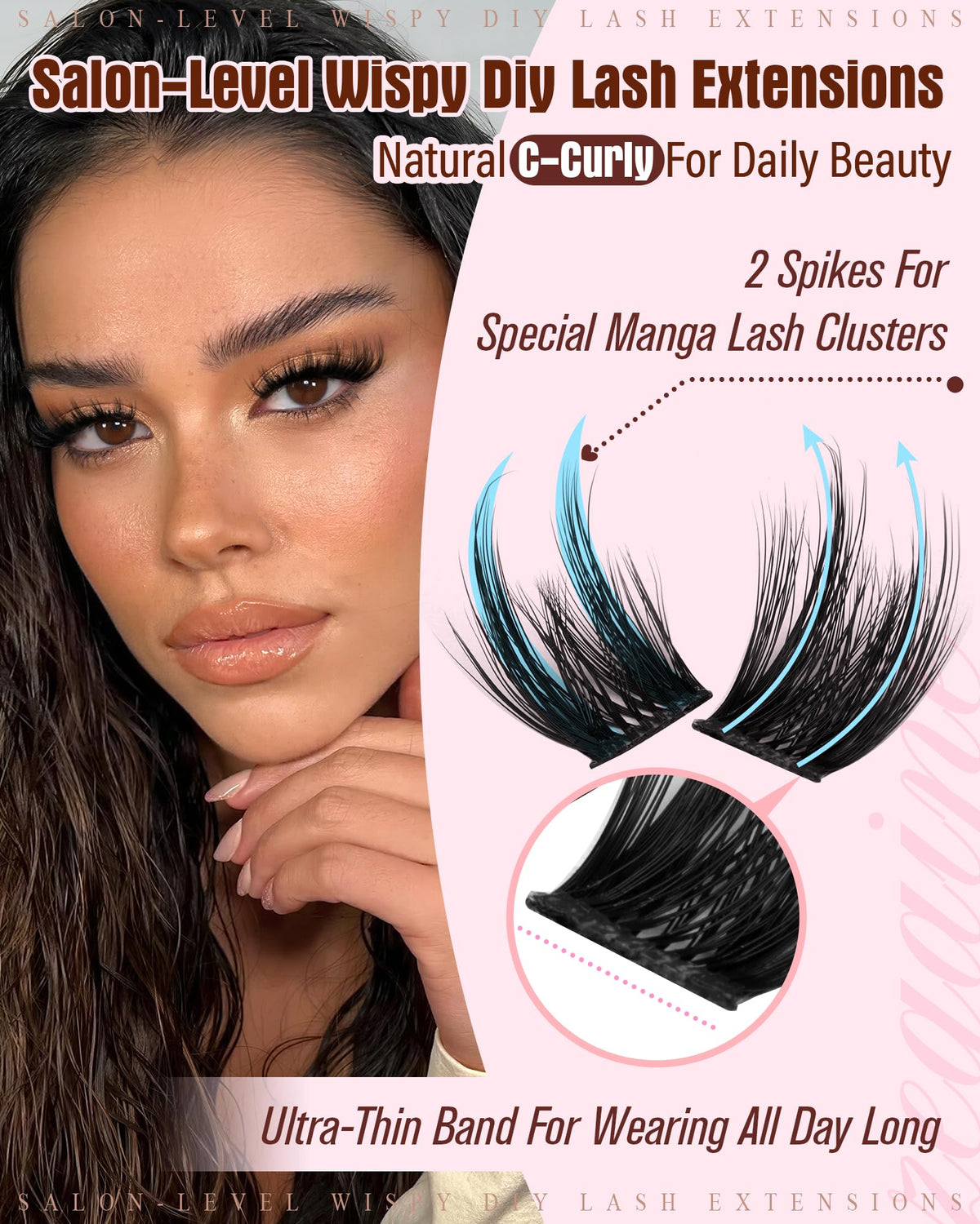 Zegaine Cat Eye Cluster Lashes - Spikes Manga Individual Eyelashes - Wispy C-Curl Pre-Mapped DIY Lash Extension 10-18mm - Damaged Box