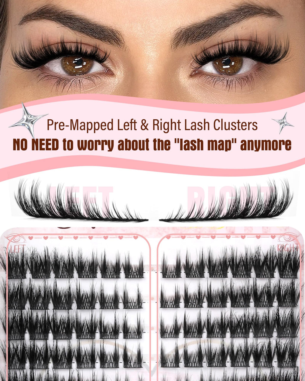 Zegaine Cat Eye Cluster Lashes - Spikes Manga Individual Eyelashes - Wispy C-Curl Pre-Mapped DIY Lash Extension 10-18mm - Damaged Box