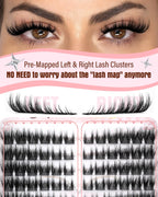 Zegaine Cat Eye Cluster Lashes - Spikes Manga Individual Eyelashes - Wispy C-Curl Pre-Mapped DIY Lash Extension 10-18mm - Damaged Box