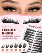 Zegaine Cat Eye Cluster Lashes - Spikes Manga Individual Eyelashes - Wispy C-Curl Pre-Mapped DIY Lash Extension 10-18mm - Damaged Box