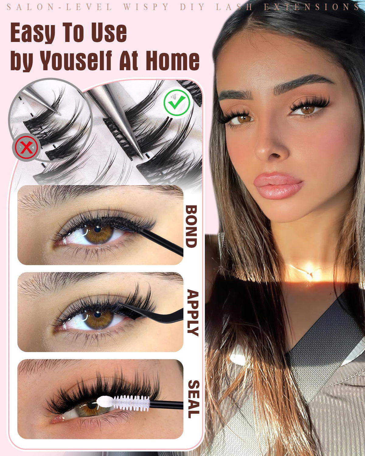 Zegaine Cat Eye Cluster Lashes - Spikes Manga Individual Eyelashes - Wispy C-Curl Pre-Mapped DIY Lash Extension 10-18mm - Damaged Box