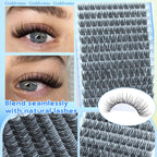 Goddvenus Wispy Cluster Lashes - Natural Individual Eyelashes - D Curl DIY Russian Lash Extensions - Damaged Box