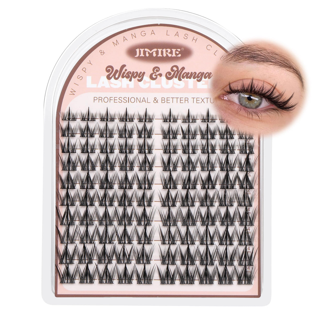 JIMIRE Manga Cluster Lashes - Natural Look Anime Individual Eyelashes - Wispy Manhua Lash Clusters 8-14mm 110 Pcs Thin Band - Damaged Box