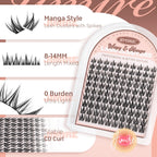 JIMIRE Manga Cluster Lashes - Natural Look Anime Individual Eyelashes - Wispy Manhua Lash Clusters 8-14mm 110 Pcs Thin Band - Damaged Box