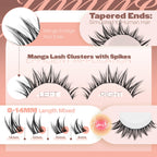 JIMIRE Manga Cluster Lashes - Natural Look Anime Individual Eyelashes - Wispy Manhua Lash Clusters 8-14mm 110 Pcs Thin Band - Damaged Box