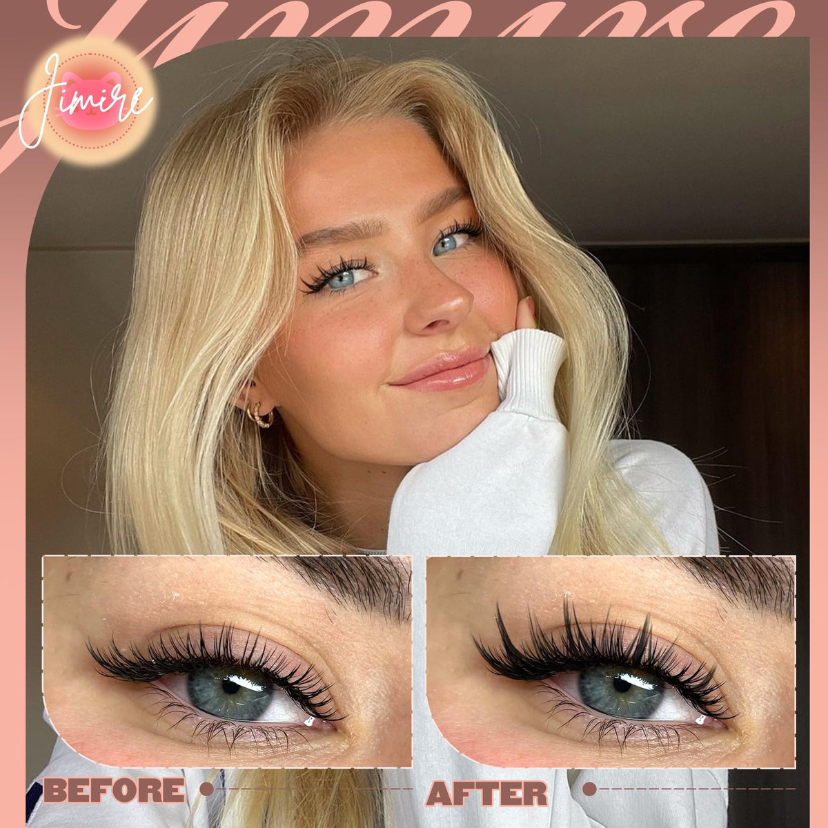 JIMIRE Manga Cluster Lashes - Natural Look Anime Individual Eyelashes - Wispy Manhua Lash Clusters 8-14mm 110 Pcs Thin Band - Damaged Box