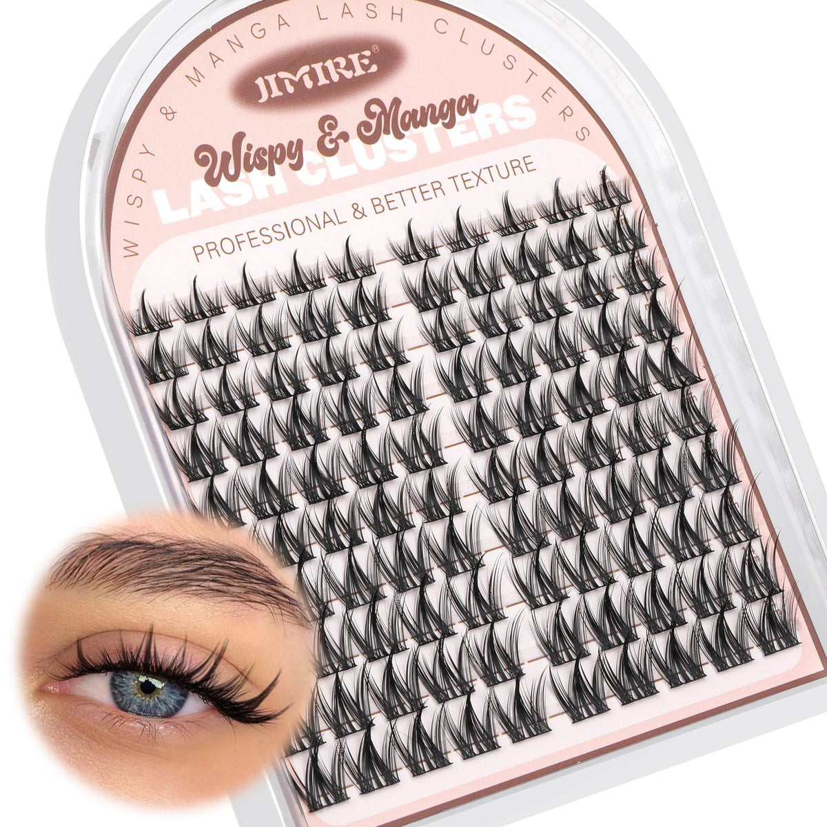 JIMIRE Manga Cluster Lashes - Natural Look Anime Individual Eyelashes - Wispy Manhua Lash Clusters 8-14mm 110 Pcs Thin Band - Damaged Box