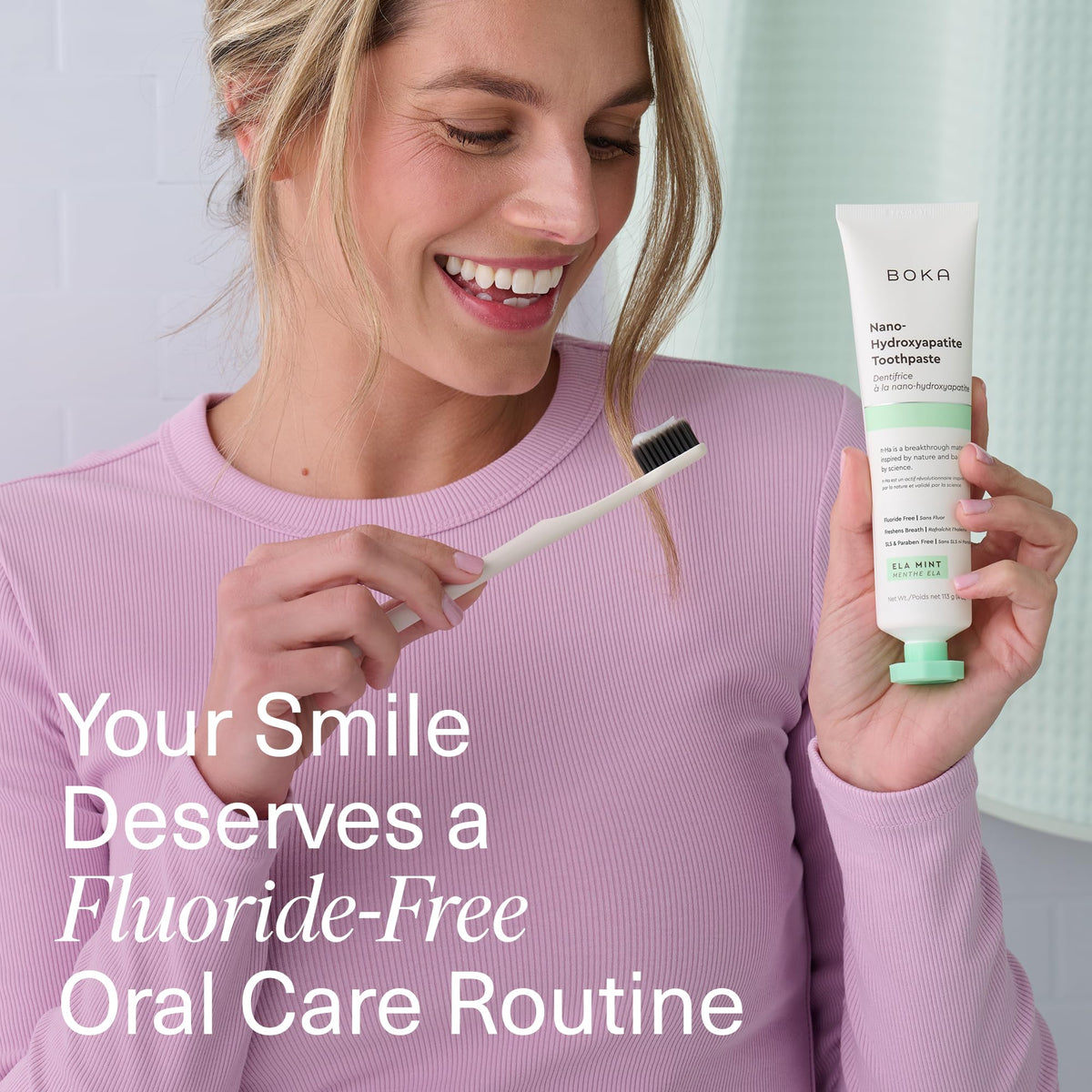 Boka Ela Mint Toothpaste - Fluoride-Free Nano Hydroxyapatite Toothpaste for Sensitive Teeth - Damaged Box