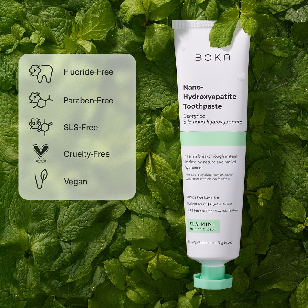 Boka Ela Mint Toothpaste - Fluoride-Free Nano Hydroxyapatite Toothpaste for Sensitive Teeth - Damaged Box