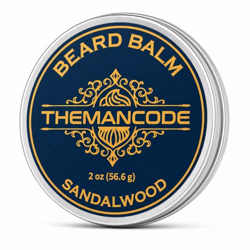 THEMANCODE Sandalwood Beard Balm for Men - 2 oz - Conditioning & Styling Beard Care Gift - Damaged Box