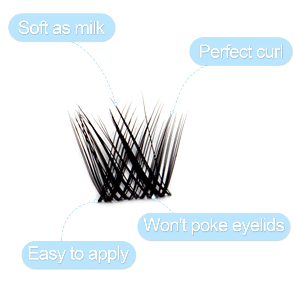 DIWINSH 12mm Short Lash Clusters - Natural D Curl Eyelash Extensions - 144 Pcs False Lashes - New