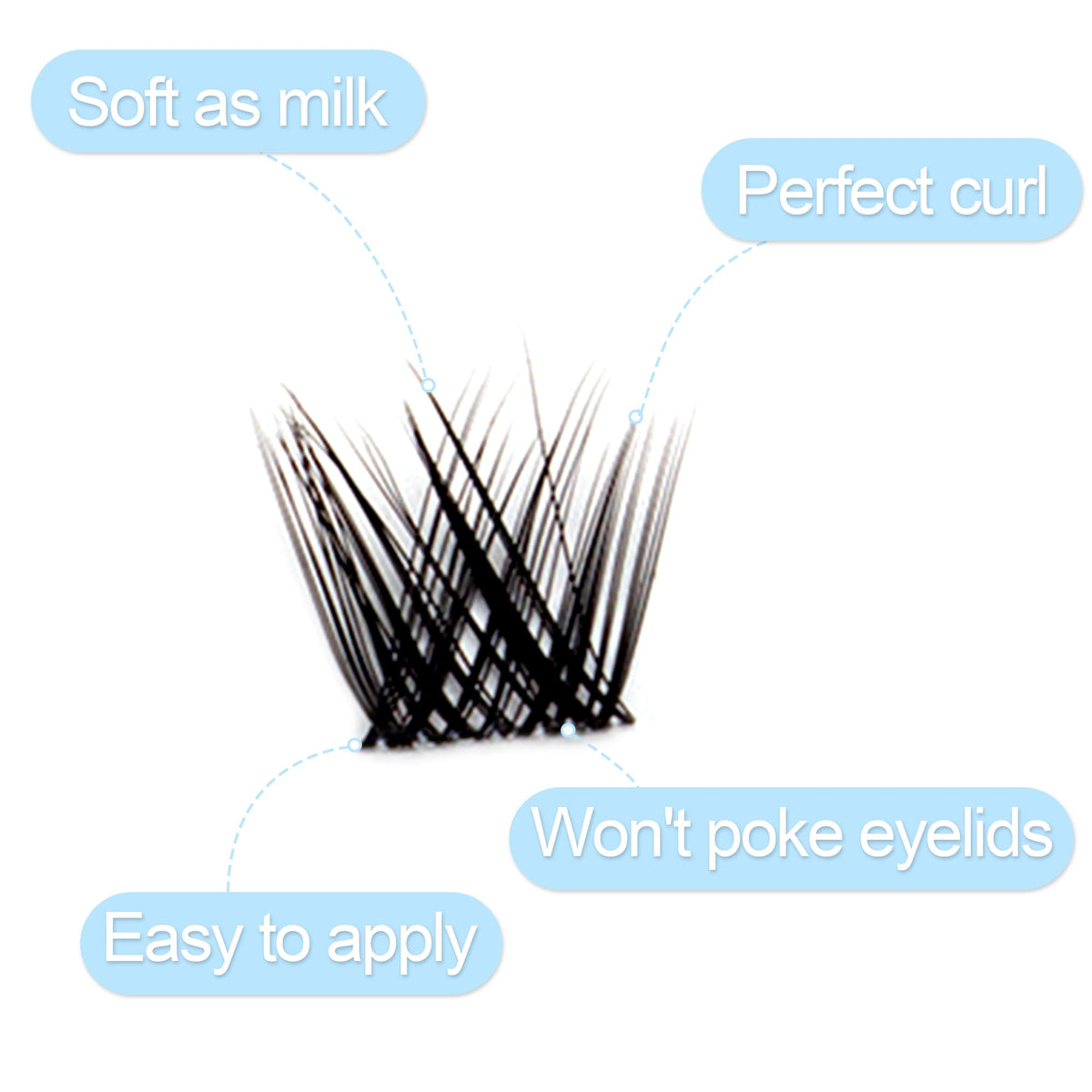 DIWINSH 12mm Short Lash Clusters - Natural D Curl Eyelash Extensions - 144 Pcs False Lashes - New