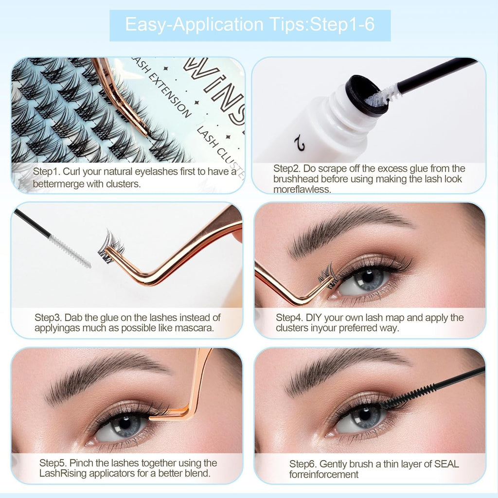 DIWINSH 12mm Short Lash Clusters - Natural D Curl Eyelash Extensions - 144 Pcs False Lashes - New