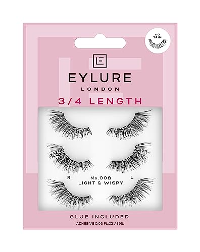 Eylure London 3/4 Length False Eyelashes 008 with Glue - Natural Look Lashes - Damaged Box