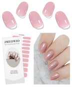 JMEOWIO Pink Semi Cured Gel Nail Strips Wraps - UV LED Nail Art Sticker - New