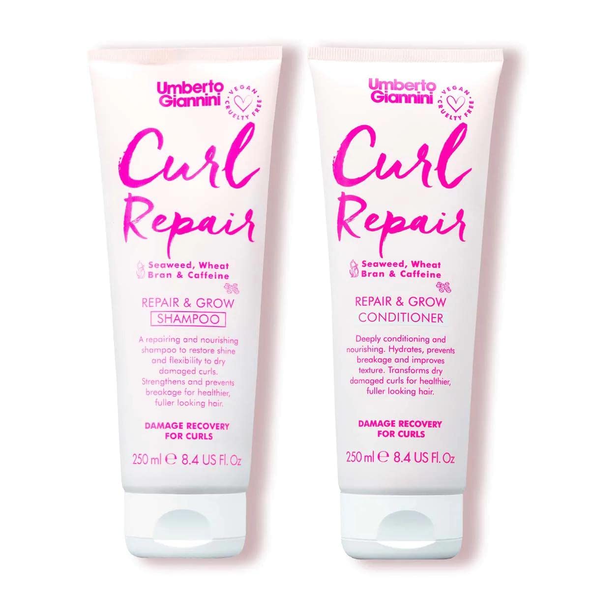 Umberto Giannini Curl Repair Shampoo Conditioner Set - Vegan Cruelty Free - 250ml Hair Growth Formula - New