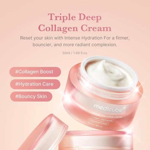 Medicube Triple Collagen Cream - Hydrating & Firming Face Moisturiser - Anti-Aging Skincare - Damaged Box - BBE 08/2028