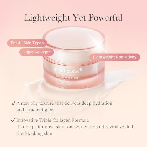 Medicube Triple Collagen Cream - Hydrating & Firming Face Moisturiser - Anti-Aging Skincare - Damaged Box - BBE 08/2028