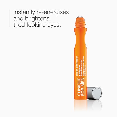 Clinique For Men Super Energizer Anti-Fatigue Depuffing Eye Gel - Cooling Roll-On Eye Cream with Hyaluronic Acid - Damaged Box