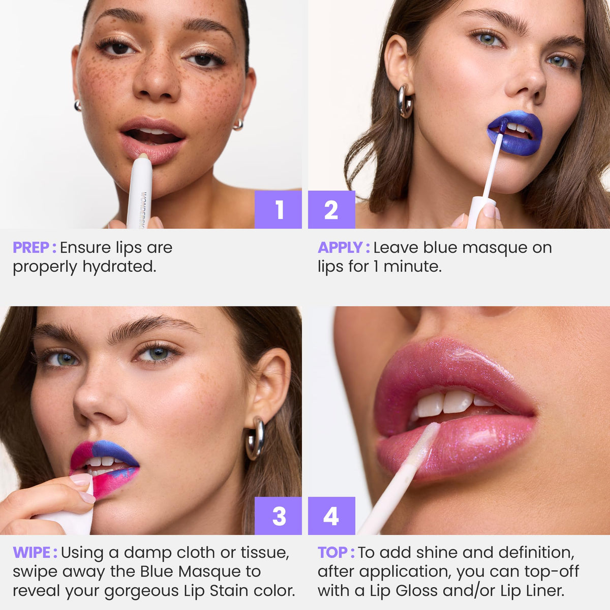 Wonderskin Lip Stain Peel Off Masque - Adore Stain & Go Long Lasting Waterproof Lip Tint - New