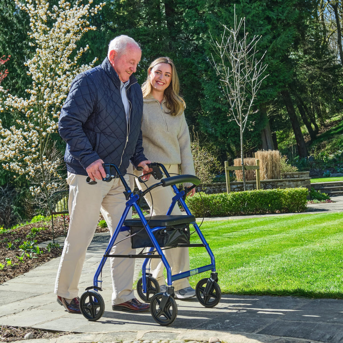 NRS A-Series 4 Wheel Rollator Walking Aid with Seat & Bag - Folding Lightweight Height Adjustable Aluminium Frame - Red P11255 - Damaged Box