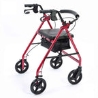 NRS A-Series 4 Wheel Rollator Walking Aid with Seat & Bag - Folding Lightweight Height Adjustable Aluminium Frame - Red P11255 - Damaged Box