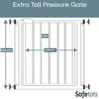 Safetots Extra Tall Narrow Baby Safety Gate - Pressure Fit Metal Stair Gate, 68.5cm - 75cm, 104cm High - White - Like New