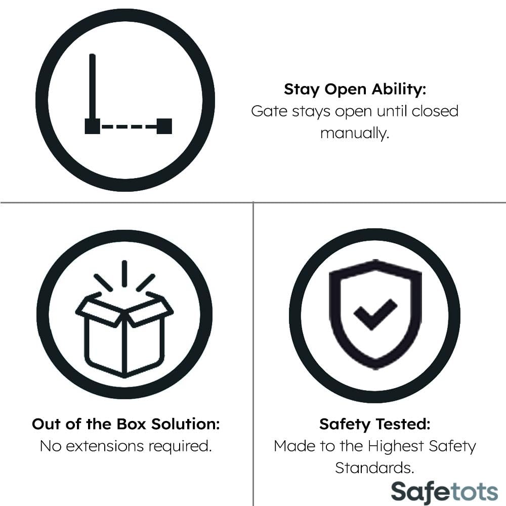 Safetots Extra Tall Narrow Baby Safety Gate - Pressure Fit Metal Stair Gate, 68.5cm - 75cm, 104cm High - White - Like New
