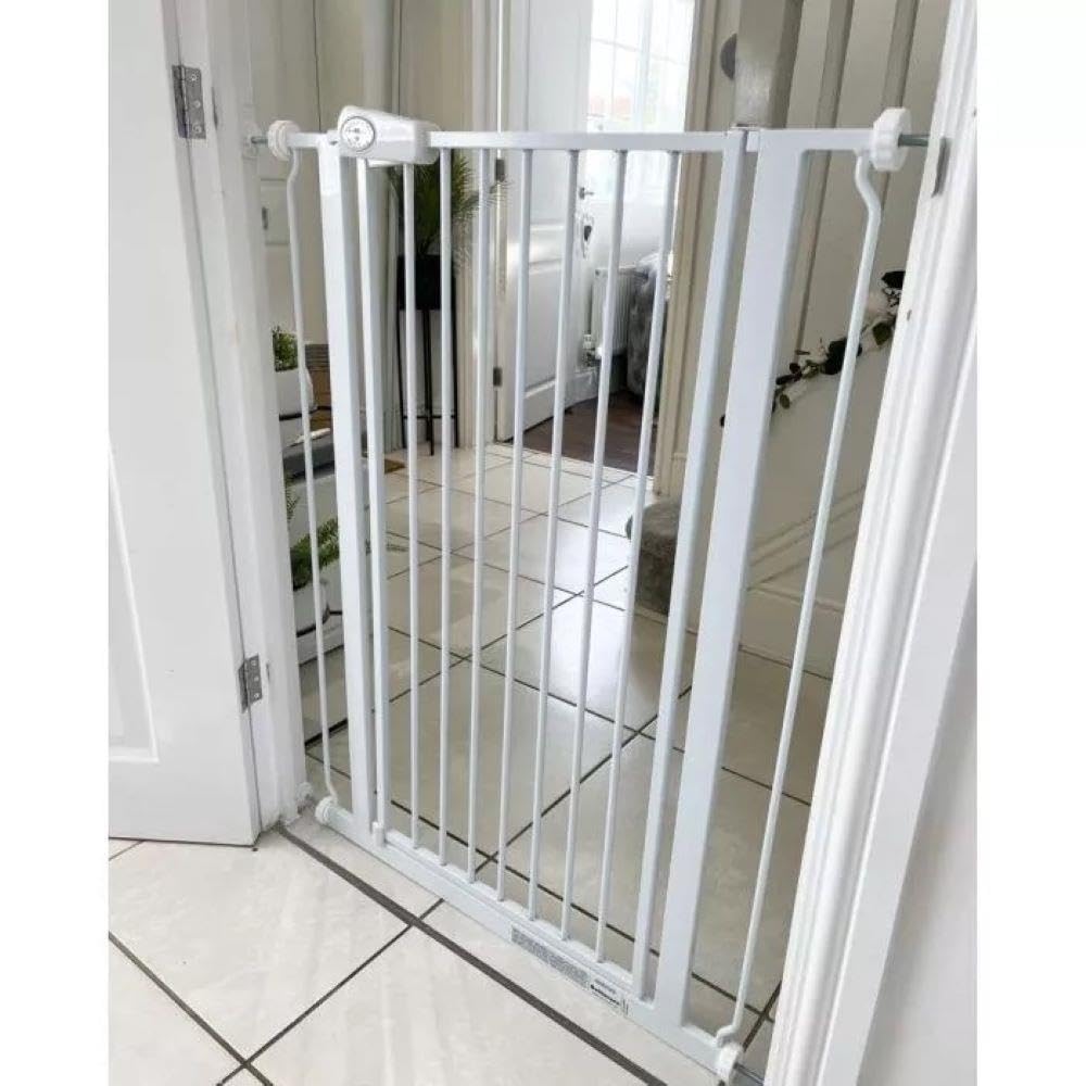 Safetots Extra Tall Narrow Baby Safety Gate - Pressure Fit Metal Stair Gate, 68.5cm - 75cm, 104cm High - White - Like New