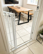 Safetots Extra Tall Narrow Baby Safety Gate - Pressure Fit Metal Stair Gate, 68.5cm - 75cm, 104cm High - White - Like New