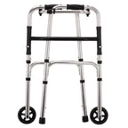 Lightweight Aluminium Folding Walking Frame Zimmer Walker With 2 Wheels - Height Adjustable One-Button Fold - Damaged Box