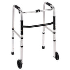 Lightweight Aluminium Folding Walking Frame Zimmer Walker With 2 Wheels - Height Adjustable One-Button Fold - Damaged Box
