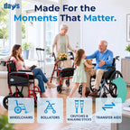 Days Compact Lightweight Folding Wheelchair for Adults - Portable Mobility Aid - Red - Very Good