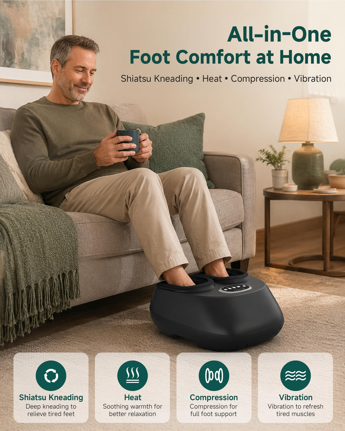 Snailax Shiatsu Foot Massager Machine with Heat - Kneading, Compression and Vibration Foot Warmer - Damaged Box