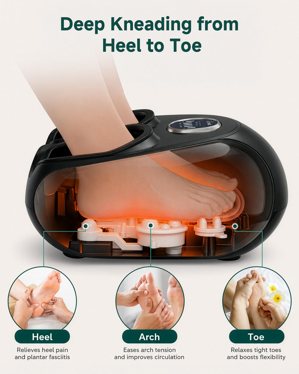 Snailax Shiatsu Foot Massager Machine with Heat - Kneading, Compression and Vibration Foot Warmer - Damaged Box