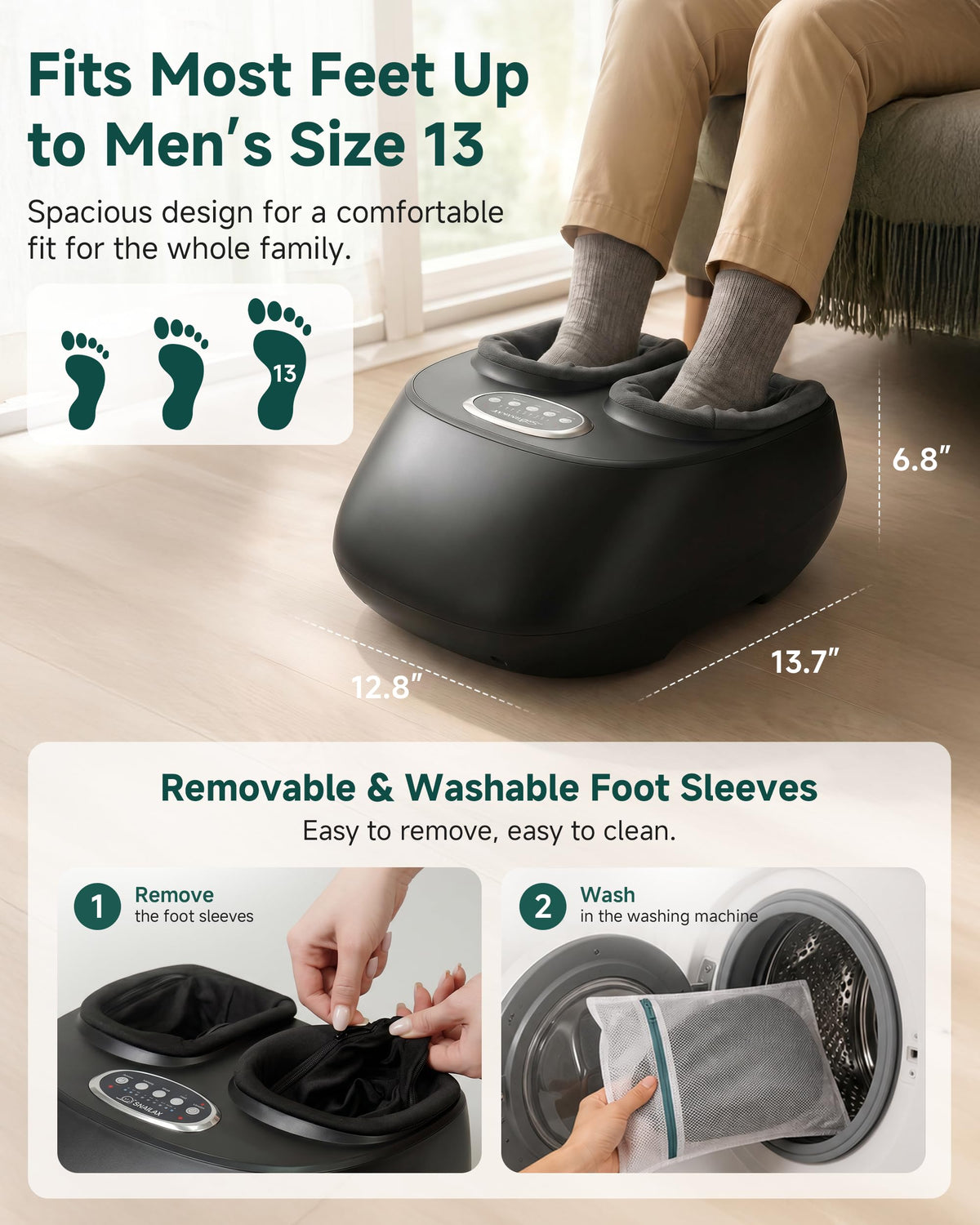 Snailax Shiatsu Foot Massager Machine with Heat - Kneading, Compression and Vibration Foot Warmer - Damaged Box