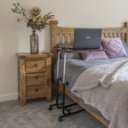 NRS Healthcare Overbed Chair Table - Height Adjustable Tilting Top Wheeled Mobile Laptop Desk M15691 - Very Good