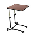 NRS Healthcare Overbed Chair Table - Height Adjustable Tilting Top Wheeled Mobile Laptop Desk M15691 - Very Good