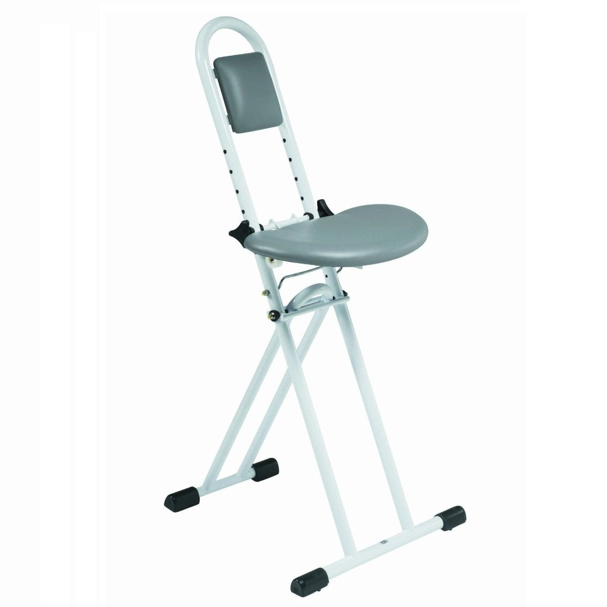 Drive Adjustable Height Folding Perching Stool - Mobility Aid Ironing Chair - Grey - Damaged Box